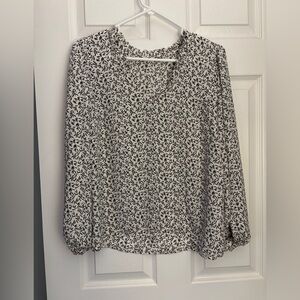 Chic Black & White Patterned Blouse